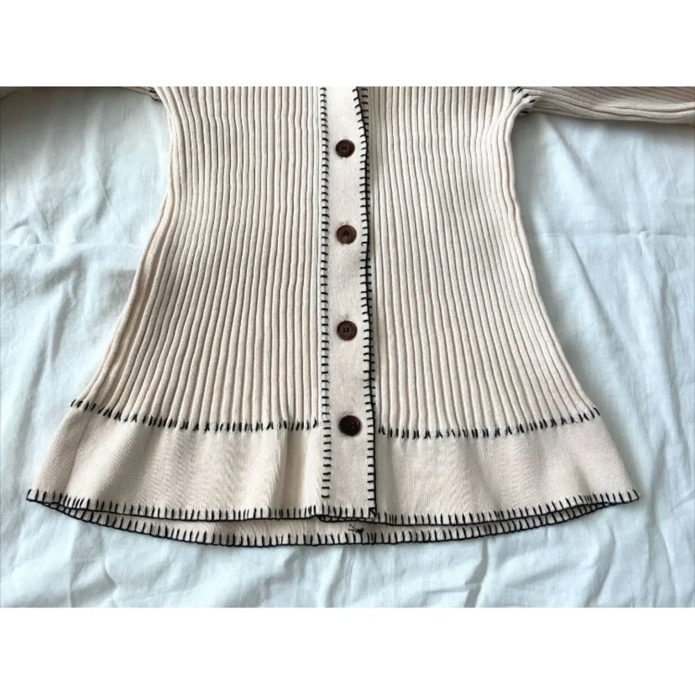 KHAITE $1120 THE TEAGAN RIBBED KNIT CARDIGAN SWEATER M EXCELLENT UNWORN - Picture 11 of 13